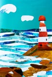 Illustration des Meerblicks mit Leuchtturm vektor abbildung Illustration des Meerblicks mit Leuchtturm vektor abbildung