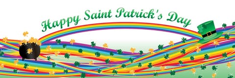 Shamrock rainbow line St. Patrick`s Day banner Stock Images Shamrock rainbow line St. Patrick`s Day banner Stock Images