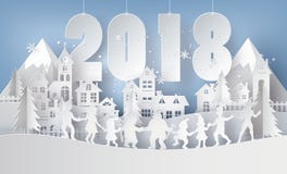 Illustration du Joyeux Noël et de la bonne année 2018 illustration stock Illustration du Joyeux Noël et de la bonne année 2018 illustration stock
