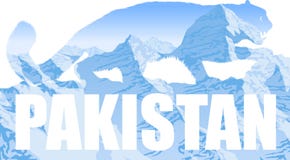Illustration du Pakistan avec le léopard de neige de montagnes illustration de vecteur Illustration du Pakistan avec le léopard de neige de montagnes illustration de vecteur