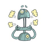 Illustration décrite par bande dessinée bleue choquée et effrayée de robot avec Android mignon et ses émotions illustration libre de droits Illustration décrite par bande dessinée bleue choquée et effrayée de robot avec Android mignon et ses émotions illustration libre de droits