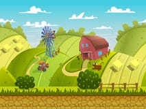 Illustration einer Naturlandschaft, mit grünen Hügeln und Feldern, endloser Hintergrund des Vektors mit getrennten Schichten lizenzfreie abbildung Illustration einer Naturlandschaft, mit grünen Hügeln und Feldern, endloser Hintergrund des Vektors mit getrennten Schichten lizenzfreie abbildung