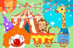 Lyckliga barn i cirkus stock illustrationer. illustration av ...