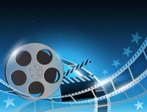 Illustration of a film stripe reel on shiny blue movie background royalty free illustration Illustration of a film stripe reel on shiny blue movie background royalty free illustration