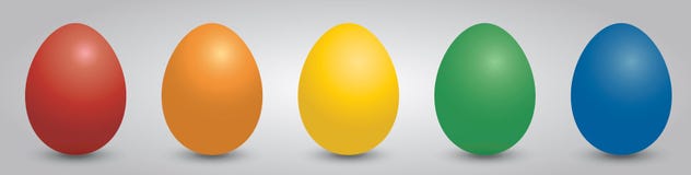 Easter eggs in five colors vector illustration Easter eggs in five colors vector illustration