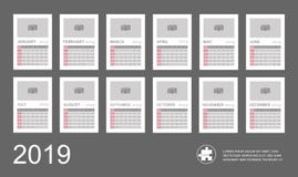 Illustration 2019 för vektor för affärskalenderuppsättning Lager grupperade f stock illustrationer Illustration 2019 för vektor för affärskalenderuppsättning Lager grupperade f stock illustrationer