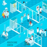 Illustration isométrique centrale de soins de santé illustration libre de droits Illustration isométrique centrale de soins de santé illustration libre de droits
