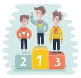 Illustration of kids standing on victory podium with medal Stock Photography Illustration of kids standing on victory podium with medal Stock Photography