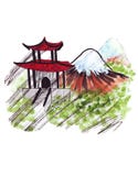 Illustration Landmark sketching active volcano Mount Fuji on the Japanese vector illustration Illustration Landmark sketching active volcano Mount Fuji on the Japanese vector illustration