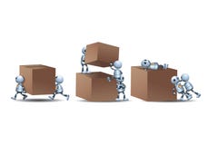 Little robots playing on box royalty free illustration Little robots playing on box royalty free illustration