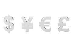 Illustration lokalisiertes Europfundgeld des silbernen Dollars der Yen 3D vektor abbildung Illustration lokalisiertes Europfundgeld des silbernen Dollars der Yen 3D vektor abbildung