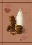 Illustration of milk and cookies - the best sweet, tasty breakfast combination