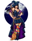 Illustration of pin up dressed up as a witch on a dark sky background stock illustration Illustration of pin up dressed up as a witch on a dark sky background stock illustration