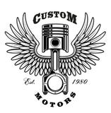 Vintage piston with wings on white background vector illustration Vintage piston with wings on white background vector illustration