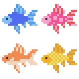 Pixel Goldfish In Fishbowl Vector Stock Vector - Image: 62249884