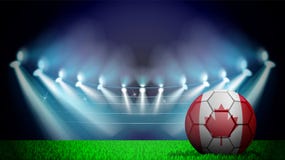 illustration of realistic soccer ball painted in the national flag of Canada on lighted stadium. Vector can be used in advertising royalty free illustration illustration of realistic soccer ball painted in the national flag of Canada on lighted stadium. Vector can be used in advertising royalty free illustration