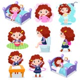 Daily routine activities for kids with cute girl
