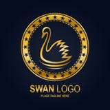Swan icon design template. Golden swan and stars in round frame Royalty Free Stock Photo Swan icon design template. Golden swan and stars in round frame Royalty Free Stock Photo