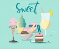 Illustration of sweet and lemonade with hand lettering sweet vector illustration Illustration of sweet and lemonade with hand lettering sweet vector illustration