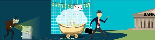 Illustration of theft of money from the safe. Money laundering for further contribution to the bank. stock illustration Illustration of theft of money from the safe. Money laundering for further contribution to the bank. stock illustration