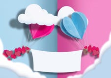 Illustration till vännerna för dag allra ballonger av blått och rosa sprids runt om dem små hjärtor Dem emellan royaltyfri bild Illustration till vännerna för dag allra ballonger av blått och rosa sprids runt om dem små hjärtor Dem emellan royaltyfri bild