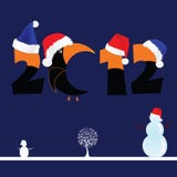 Illustration of 2012 with tree and snowman. On blue vector illustration Illustration of 2012 with tree and snowman. On blue vector illustration