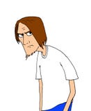 Illustration of a young long-haired teenager with discontent aspect vector illustration Illustration of a young long-haired teenager with discontent aspect vector illustration