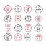 Illustrationssatz bbq-Aufkleber vektor abbildung Illustrationssatz bbq-Aufkleber vektor abbildung