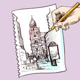 Illustrationsstadtskizze lizenzfreie abbildung Illustrationsstadtskizze lizenzfreie abbildung