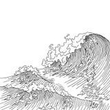 Illustrazione bianca di schizzo del paesaggio del nero della spuma di arte grafica dell'onda del mare Fotografia Stock Illustrazione bianca di schizzo del paesaggio del nero della spuma di arte grafica dell'onda del mare Fotografia Stock