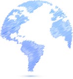 Illustrazione blu del programma del globo del mondo dello scarabocchio illustrazione vettoriale Illustrazione blu del programma del globo del mondo dello scarabocchio illustrazione vettoriale