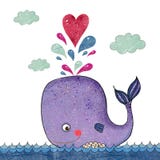 Illustrazione del fumetto con la balena ed il cuore rosso Illustrazione marina con la balena divertente Scheda di festa Illustraz illustrazione di stock Illustrazione del fumetto con la balena ed il cuore rosso Illustrazione marina con la balena divertente Scheda di festa Illustraz illustrazione di stock