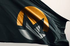 Illustrazione della bandiera 3d di cryptocurrency di Monero XMR illustrazione vettoriale Illustrazione della bandiera 3d di cryptocurrency di Monero XMR illustrazione vettoriale