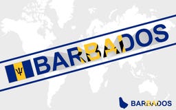 Illustrazione della bandiera e del testo della mappa delle Barbados royalty illustrazione gratis Illustrazione della bandiera e del testo della mappa delle Barbados royalty illustrazione gratis