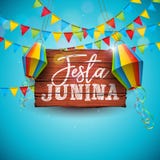 Illustrazione di Festa Junina con le bandiere del partito e la lanterna di carta su fondo blu Progettazione di festival del Brasi illustrazione vettoriale Illustrazione di Festa Junina con le bandiere del partito e la lanterna di carta su fondo blu Progettazione di festival del Brasi illustrazione vettoriale