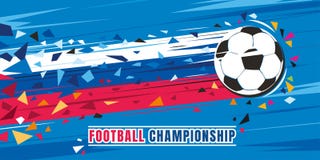 Illustrazione di vettore di concetto di campionato di calcio Pallone da calcio di volo con la traccia russa di velocità della ban Fotografia Stock Illustrazione di vettore di concetto di campionato di calcio Pallone da calcio di volo con la traccia russa di velocità della ban Fotografia Stock