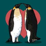 Illustrazione di vettore della carta del biglietto di S. Valentino con i pinguini royalty illustrazione gratis Illustrazione di vettore della carta del biglietto di S. Valentino con i pinguini royalty illustrazione gratis
