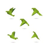 Illustrazione di vettore messa icone verdi degli uccelli di origami illustrazione di stock Illustrazione di vettore messa icone verdi degli uccelli di origami illustrazione di stock