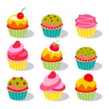 Illustrazione di vettore Metta dei bigné e dei muffin deliziosi svegli illustrazione vettoriale Illustrazione di vettore Metta dei bigné e dei muffin deliziosi svegli illustrazione vettoriale