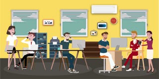 Illustrazione di vettore nello stile piano del Sa delle donne, degli uomini e del capo dei lavoratori del gruppo dell'ufficio di royalty illustrazione gratis Illustrazione di vettore nello stile piano del Sa delle donne, degli uomini e del capo dei lavoratori del gruppo dell'ufficio di royalty illustrazione gratis