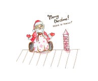 Illustrazione disegnata a mano di Natale circa il fumetto divertente che si siede Santa Claus illustrazione di stock Illustrazione disegnata a mano di Natale circa il fumetto divertente che si siede Santa Claus illustrazione di stock