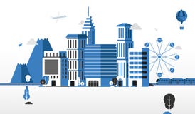 Illustrazione piana di progettazione, vita di città royalty illustrazione gratis Illustrazione piana di progettazione, vita di città royalty illustrazione gratis
