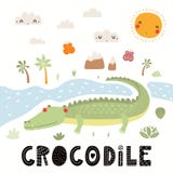 Illustrazione sveglia del coccodrillo royalty illustrazione gratis Illustrazione sveglia del coccodrillo royalty illustrazione gratis