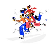 Ilustracja dziennikarz dziewczyny z mikrofonem i wideo, kamery wektor Trzy dziewczyny w retro stylu Ilustracja dla ilustracja wektor Ilustracja dziennikarz dziewczyny z mikrofonem i wideo, kamery wektor Trzy dziewczyny w retro stylu Ilustracja dla ilustracja wektor