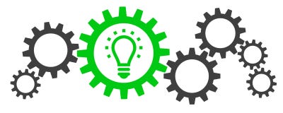 Ilustracja z przekładniami i lightbulb ilustracji Ilustracja z przekładniami i lightbulb ilustracji