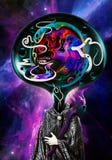 Ilustração abstrata artística de um estrangeiro com cabeça colorido em um fundo colorido da galáxia da nebulosa ilustração do vetor Ilustração abstrata artística de um estrangeiro com cabeça colorido em um fundo colorido da galáxia da nebulosa ilustração do vetor