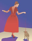 Ilustração azul do cão do vestido da menina ilustração do vetor Ilustração azul do cão do vestido da menina ilustração do vetor