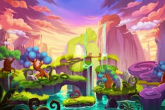 Ilustração criativa e arte inovativa: Ilha da cachoeira ilustração do vetor Ilustração criativa e arte inovativa: Ilha da cachoeira ilustração do vetor