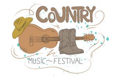 Ilustração da música country com guitarra, sapatas do vaqueiro e chapéu ilustração royalty free Ilustração da música country com guitarra, sapatas do vaqueiro e chapéu ilustração royalty free