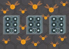 Ilustração de explorações agrícolas da mineração do cryptocurrency ilustração royalty free Ilustração de explorações agrícolas da mineração do cryptocurrency ilustração royalty free